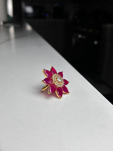 Magenta Flower Design Ring