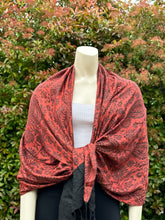 Load image into Gallery viewer, Red and Black Design Pashmina Shawl
