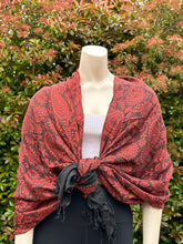 Load image into Gallery viewer, Red and Black Design Pashmina Shawl
