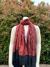 Load image into Gallery viewer, Red and Black Design Pashmina Shawl
