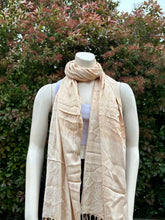 Load image into Gallery viewer, Cream w/White Border Design Pashmina Shawl
