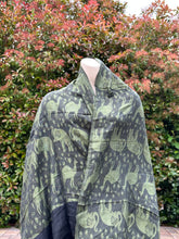 Load image into Gallery viewer, Green and Black Camels &amp; Elephants Pashmina Shawl
