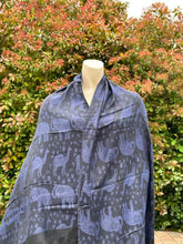 Load image into Gallery viewer, Dark Blue and Black Camels &amp; Elephants Pashmina Shawl
