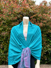 Load image into Gallery viewer, Firozi w/Pink Pashmina Shawl
