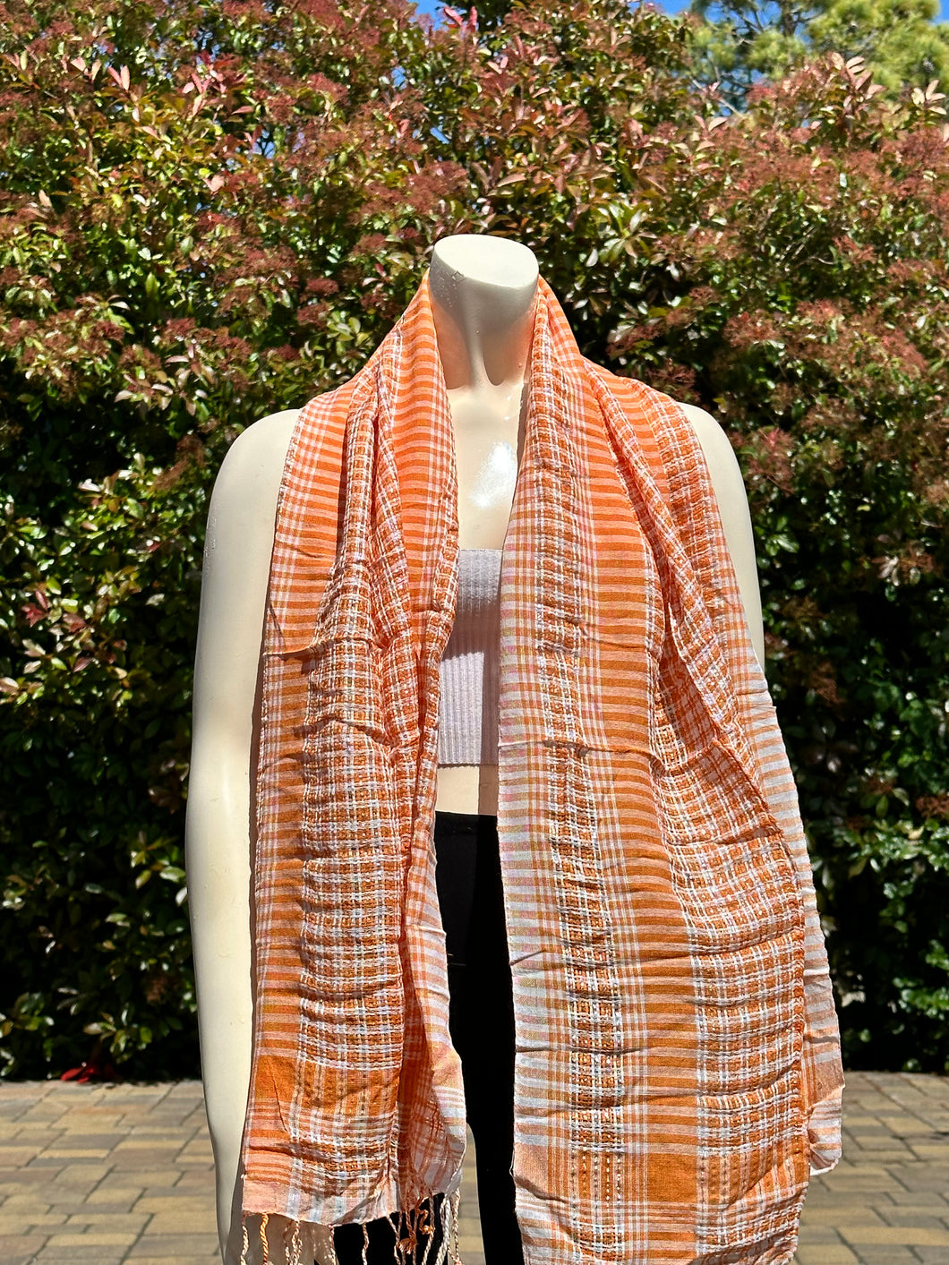 2010s Style Orange Cotton Scarf