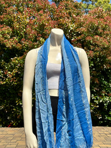 2010s Style Blue Plaid Glitter Cotton Scarf