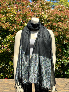 Black Peace Sign Scarf (Full Design)