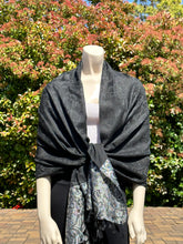 Load image into Gallery viewer, Thick Black w/Silver Cotton Scarf
