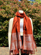 Load image into Gallery viewer, Thick Rust Orange w/Silver Cotton Scarf
