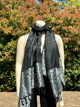 Load image into Gallery viewer, Thick Black w/Silver Cotton Scarf
