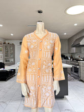 Load image into Gallery viewer, Pastel Peach w/White Floral Embroidery Cotton Kurta
