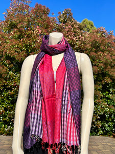 Double Sided Multicolored Plaid Pashmina Shawl