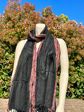 Load image into Gallery viewer, Black w/Colorful Boarder Pashmina Shawl
