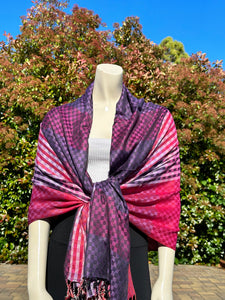 Double Sided Multicolored Plaid Pashmina Shawl