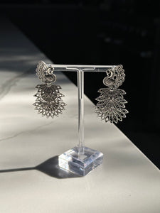 Silver Peacock Earrings