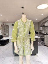 Load image into Gallery viewer, Pastel Olive Green w/White Floral Embroidery Cotton Kurta
