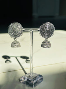 Silver Circular Lightweight Jhumki Earrings