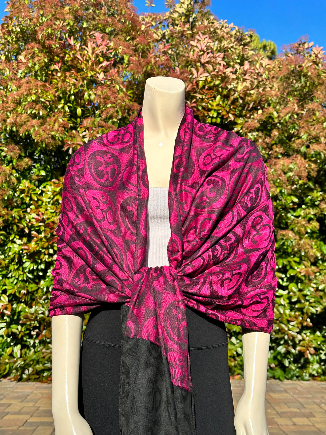 Magenta Om Print Pashmina Shawl