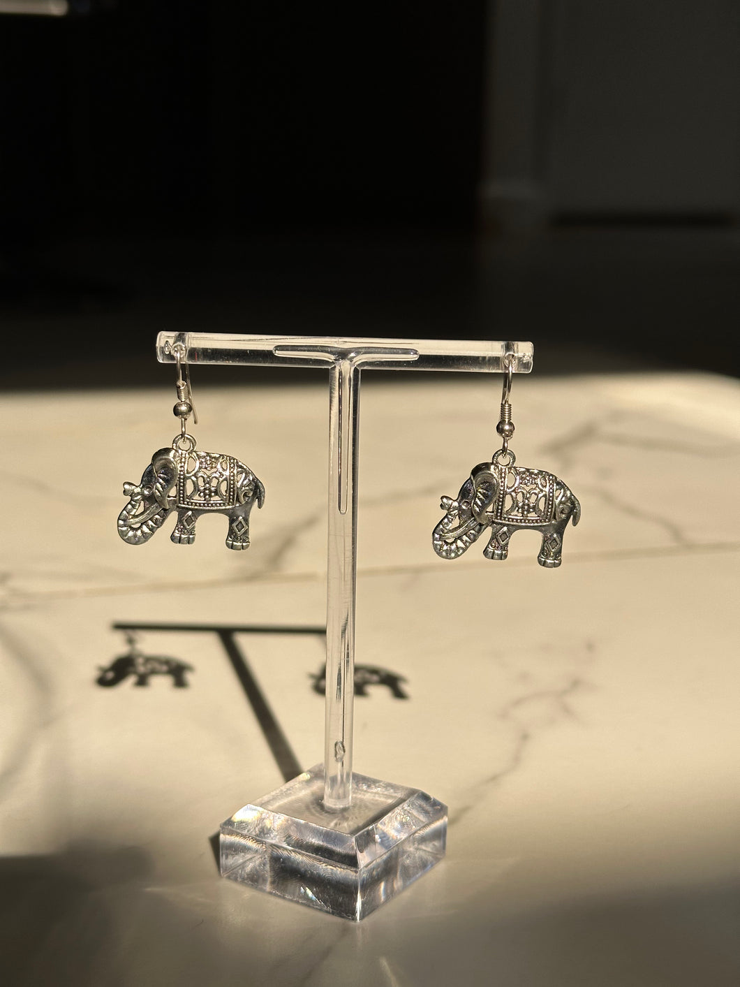 Lightweight Mini Silver Elephant Earrings