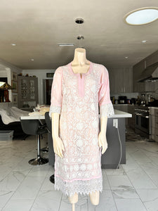 Pastel Pink Georgette Kurta w/Scarf