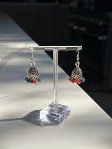 Multicolored Silver Jhumki Earrings