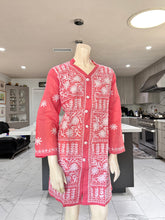 Load image into Gallery viewer, Coral w/White Floral Embroidery Cotton Kurta
