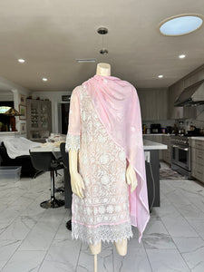 Pastel Pink Georgette Kurta w/Scarf