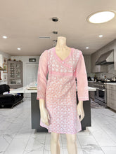 Load image into Gallery viewer, Light Pink Full White Embroidery Cotton Kurta
