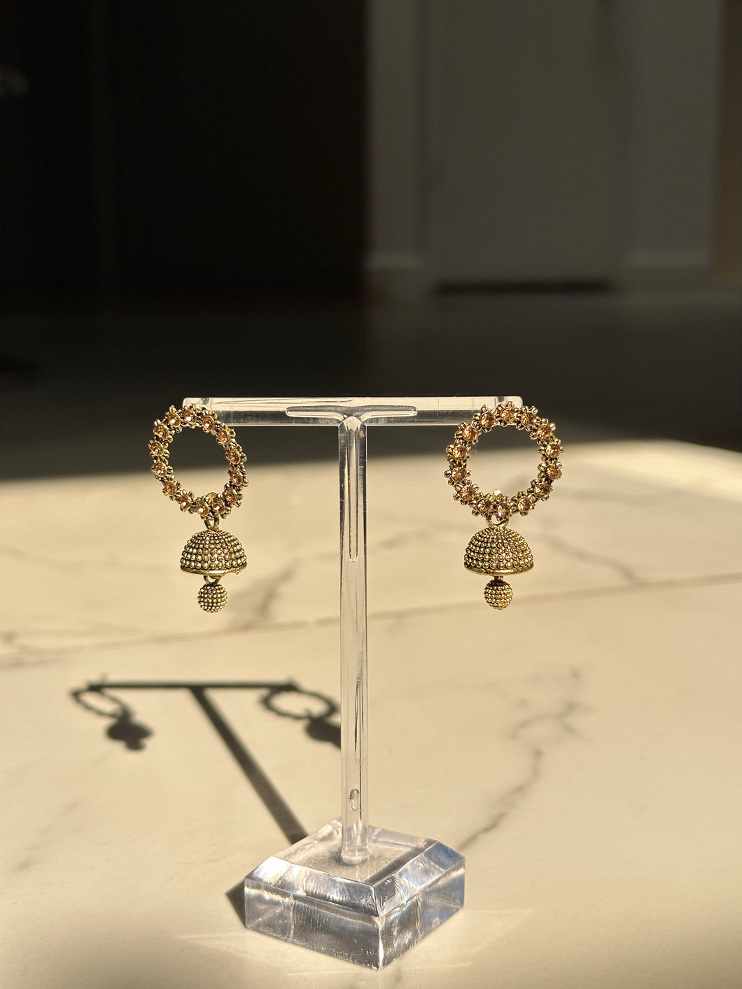 Lightweight Small Gold Circle Jhumki Earrings