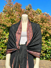 Load image into Gallery viewer, Black w/Colorful Boarder Pashmina Shawl
