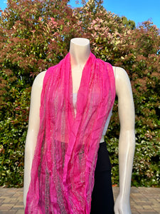 2010s Style Hot Pink Plaid Glitter Cotton Scarf