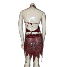 Load image into Gallery viewer, Burgundy Beaded Butterfly Set
