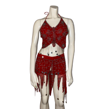 Load image into Gallery viewer, Red Beeja Style Belly Dance Set
