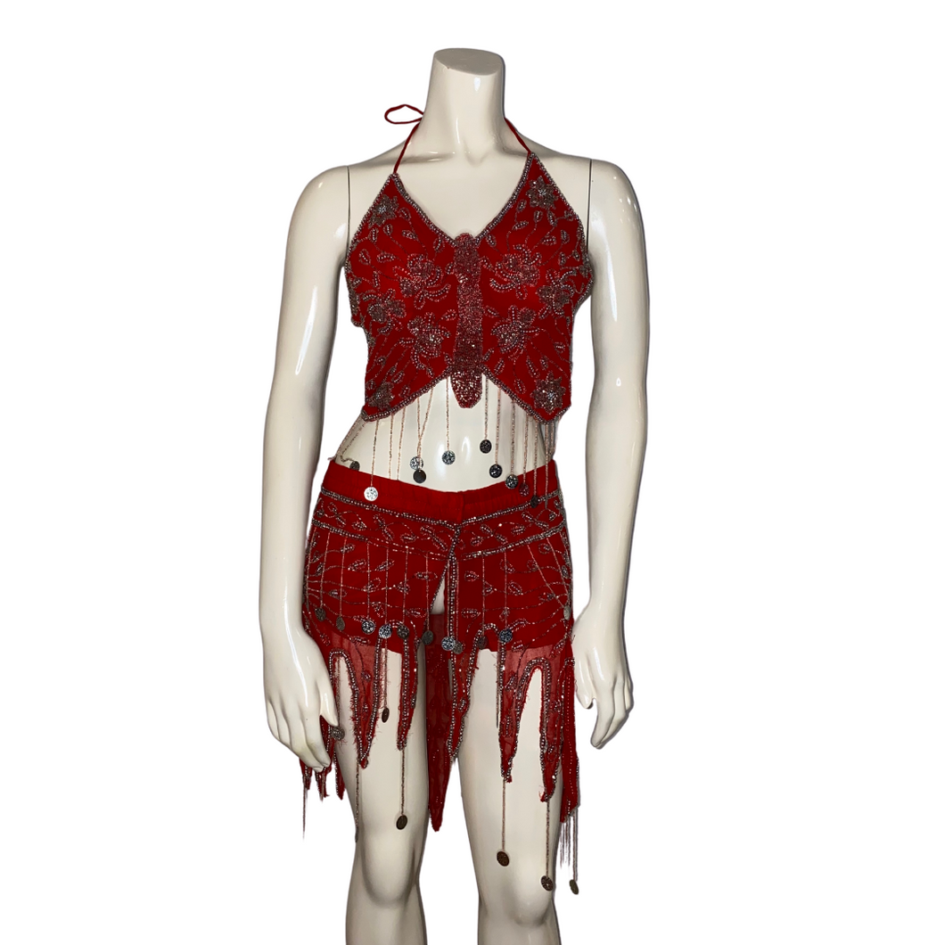 Red Beeja Style Belly Dance Set