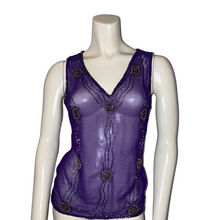 Load image into Gallery viewer, Purple Toniya Style Tank Top w/ Brown Beads
