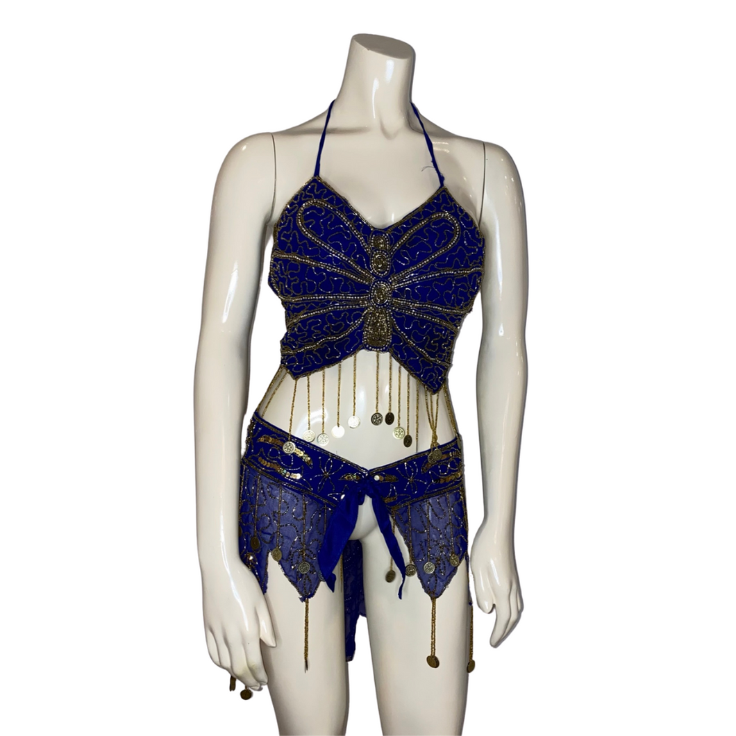 Dark Blue Beaded Butterfly Set