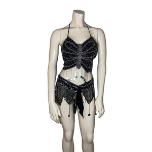 Black Beaded Butterfly Set