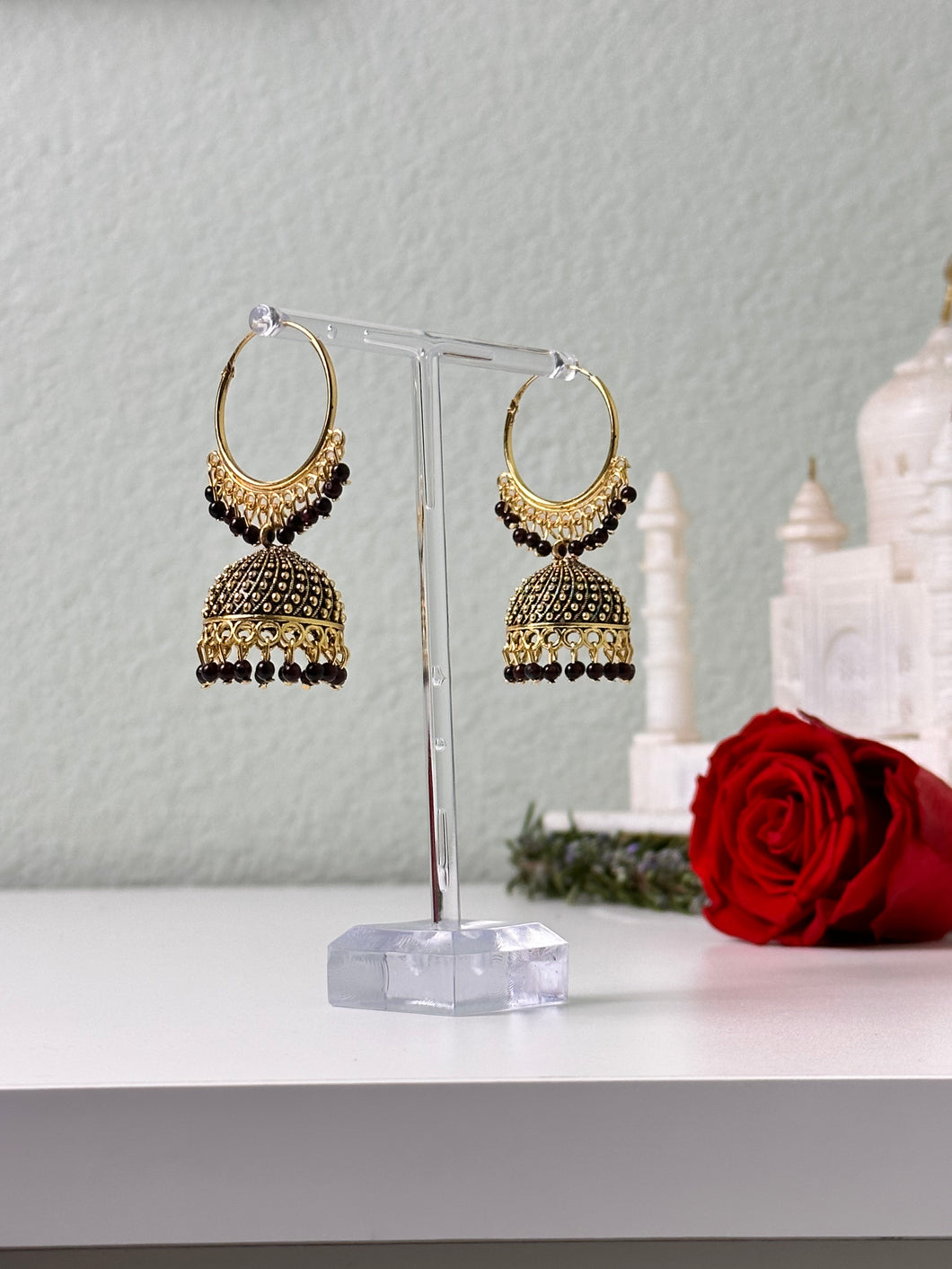 Black Hoop Jhumka Earrings