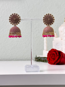 Pink Jhumka Earrings