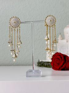 White Abstract Dangly Earrings