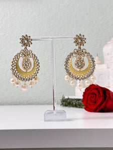 Gold Pearl Kundan Earrings