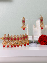 Load image into Gallery viewer, Red &amp; Gold Choker Necklace Set
