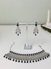Load image into Gallery viewer, Faux Blue Sapphire &amp; White Diamonds Choker Necklace Set
