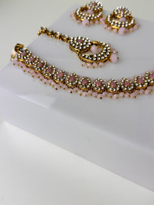 Light Pink Kundan Necklace Set w/Tika