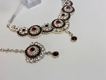 Load image into Gallery viewer, Red and Silver Circles Necklace Set w/Tika
