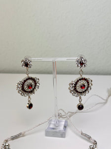 Red and Silver Circles Necklace Set w/Tika