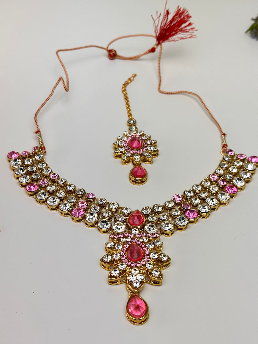 Pink Flower Necklace w/Tika