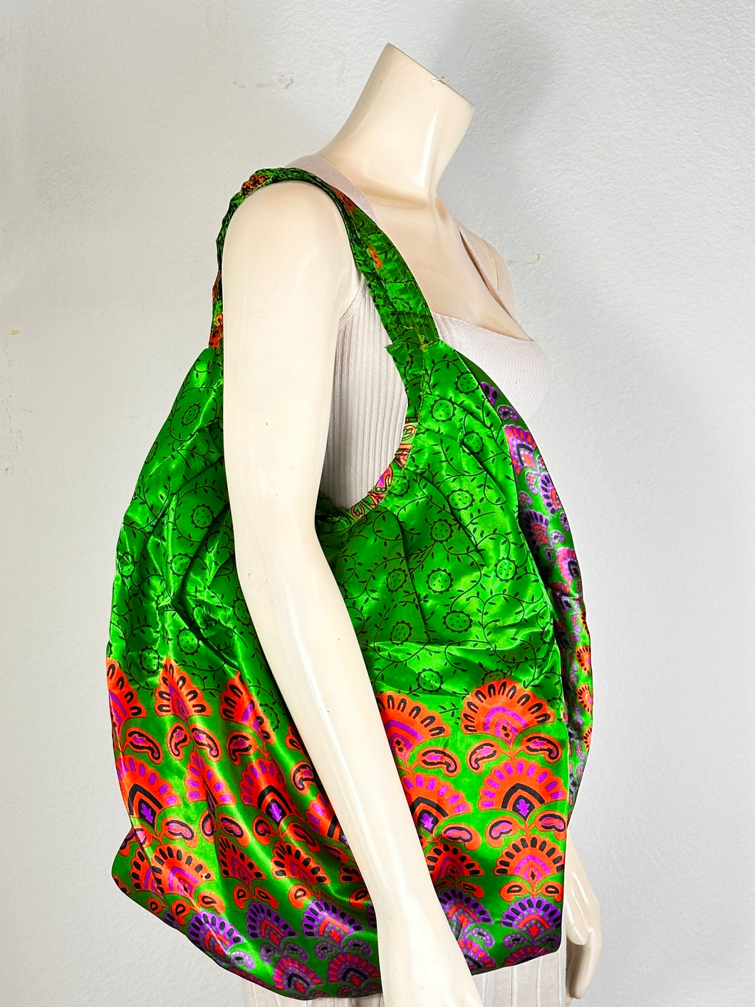 Green Silk Hobo Bag