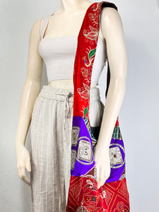 Black Sari Patchwork Crossbody Bag