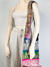 Load image into Gallery viewer, Black Sari Patchwork Crossbody Bag
